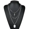 Pendentif colliers Collier mignon Simple chaîne lien serrure femmes couleur argent mode Goth bijoux fête Punk Maxi Collier Long cadeau