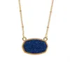 Necklaces Resin Oval Druzy Necklace Gold Color Chain Drusy Hexagon Style Luxury Designer Brand Fashion Jewelry for Women