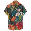 メンズカジュアルシャツメンズハワイアンファッション植物プリントビーチアロハシャツ半袖トップスティー5xlブラウスHarajuku Hombre