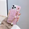 Fashion Flower Heart Cases For Samsung S22 Ultra Plus A13 A04 A14 A54 M53 M33 A23 A73 A53 A33 A03 Core A13 Bling Glitter Wrist Chian Strap Pearl Foil Sequin Soft TPU Cover