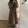 Kvinnors trenchrockar Chic Women Trench Coat Casual Women's Long Outerwear Loose Overcoat Autumn Winter Fashion Double Breasted Windbreaker Femme 230209