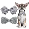 Hondenkleding Exquise Shining Diamond Pet Bowtie Bogen verzorging Slidable kraag voor honden Cat Party Accessoires Leveringen