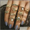 Band Rings Jewelry 10Pcs/Set Gold Color Flower Midi Sets For Women Sier Boho Beach Vintage Turkish Punk Elephant Finger Knuckle Ring Dhmtm