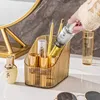 Storage Boxes Luxury Clear Makeup Organizer Cosmetic Desktop Box Striped Multi Compartment Dressing Table Brush Lipstick Pencil Holder