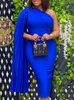 Plus size jurken vrouwen feestjurk blauw elegante beroemdheid sexy een schouder ruches lint bodycon plus size rood diner date out nachtjurken xl 230210