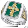 Cluster Rings Ireland Celtic Blessing Ring Cross Grandmother Green Male Drop Delivery Jewelry Dhwg8