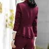 Womens Two Piece Pants High Quality Winter Suit For Women Pieces Set Formal Long Sleeve Slim Blazer and Trousers Office Ladies Work Wear 230209
