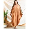 Roupas étnicas Ramadã Mulheres muçulmanas dubai abaya solto de luva de batwing de tamanho grande vestido maxi longi vestido árabe islâmico Kaftan Farasha Robe Jilbab