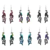 Boucles d'oreilles pendantes Vintage 6 couleurs goutte de paon pour femmes bohème ethnique strass déclaration Animal gitane Afghan bijoux de fête