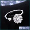 Anillos de banda Spinner Joyería de boda Compromiso Cz Zircon Ring Drop Delivery Jewelry Dhio1