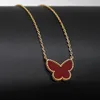 Shell Double Side Pendant Necklaces for Women 18K Gold Sweet Butterfly Luxury Designer Choker Necklace Jewelry no box