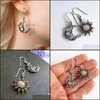 Charm Bohemia Sun And Moon Earrings Sier Color Crystal Drop Women Female Boho Fashion Jewelry Gift Delivery Dh6Ls