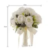 Fiori decorativi Bouquet da sposa artificiale Bouquet da sposa fatto a mano con fiori di seta per le damigelle d'onore