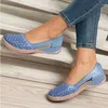 Keilkeile Sommer plus 43 Größe Sandalen Frau Retro weiblich lässige Nähe Frauen Schuhe bequeme Damen Sandalien 151 718