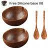 Bowls Natural Coconut Bowl Protection Wooden Wood Tableware Spoon Set Coco Smoothie Kitchen Mixing