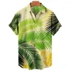 Men's Casual Shirts Men's Hawaiian Fashion Plants Printed Beach Aloha Shirt Short Sleeve Tops Tees 5XL Blouses Harajuku Hombre