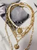 Łańcuchy vintage świeże naturalne chokerze perel łańcuch naszyjnik biżuteria dla kobiet barokowa nieregularna moneta 2023 wielowarstwowy