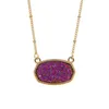 Necklaces Resin Oval Druzy Necklace Gold Color Chain Drusy Hexagon Style Luxury Designer Brand Fashion Jewelry for Women