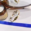 18K Gold Plated Top Sell Stainless Steel Bangle Bracelet Simple Crystal Designer Lucky Letter Women Wedding Bracelets Bangles Gift192w