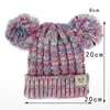 Bérets bébé chapeau infantile bambin bonnets câble tricot oreilles pompon bonnet d'hiver enfants Doublle filles garçons Ski