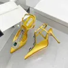 Sandals High heel sandals 10cm slim green rhinestone satin quality pointed thin heel 8cm Baotou sandals