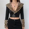 Женские куртки Y2K Леопардовые укороченные повязки Перья Груз