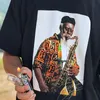 20FW Pharoah Sanders Erkek Tişörtleri Sakso Fotoğraf Sınırlı Sınırlı Sokak Klasik Kutu T-Shirt Moda Günlük Nefes Alabilen Erkekler Kadınlar Çiftler Kısa Kollu Tjamtx107