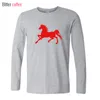 Men's T Shirts Funny Horse Printing Men T-shirts Autumn Streetwear In Black Loose Fashion Long Sleeve Tops Tees European Size