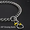 Dog Collars Silver Stainless Steel P Chain Choke Pet Collar For Medium Large Dogs Rotating Buckle Design Training Metal Slip Necklace