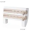 Supports de stockage Racks Wallmount Porte-serviettes en papier Porte-bouteilles de sauce 4 en 1 Coupe-film plastique Organisateur de cuisine multifonction 210 Dhm7Y