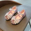 First Walkers Spring Kids Leather Shoes Fashion Bowtie Girls Princess Shoes Bling Flat Baby Girl Shoes SMG155 230210