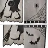 Curtain Halloween Window Curtains Witch Lace Door Black Ornament Bat