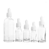 Förvaringsflaskor 5 ml 10 ml 15 ml 30 ml 50 ml tom glas droppflaska med pipetter Essentialoljor Vitt lock