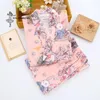 Ethnic Clothing Thin Loose Cardigan Pajamas Japanese Kimono Yukata Women Set Summer Pure Cotton And Cherry Blossom Print Home Serve