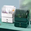 Förvaringslådor stor kapacitet kosmetisk låda akryl skrivbord hudvård smycken makeup fodral dammsäker låda arrangör för kosmetika