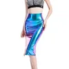 Saias mulheres Sexy Shiny Shiny Split Skil Skurt Slim Party Lady Womens Swim Swim