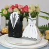 Geschenkpapier 100 Stück / Menge Die High-End-Hochzeits-Süßigkeitsbox im europäischen Stil Braut Bräutigam Multi-Stil Anzüge Kleider Form Boxen 230209