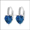 Boucles d'oreilles à breloques en argent, cœur, cristal, Zircon, Mticolor, pêche, livraison directe, bijoux Dh6Z0