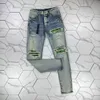 Herenjeans Slanke jeans Verontruste denim Witte designer leren broek met gaten Letters Gescheurde gescheurde knie Gescheurd voor man Mager Rechte pijp Maat 29-38 Lang