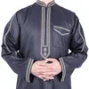 Ethnic Clothing Muslim Robes Men'S Saudi Arabia Long Sleeves Washed Velvet Embroidered Collar Vetement Islamique Pour H