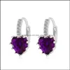 Boucles d'oreilles à breloques en argent, cœur, cristal, Zircon, Mticolor, pêche, livraison directe, bijoux Dh6Z0