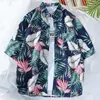 Casual shirts voor heren heren Hawaiiaans strand shirt bloemen fruit tops vintage halve mouw draai kraag knop t-shirt bovenaan met zak