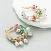 Orecchini a cerchio S3028 Perle di riso geometriche moda bohémien Perle finte con perline colorate