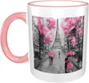 Tasses Saucers Pink Floral Coffee Mug Céramic Tea Tup Gift for Office and Home