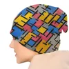 Baskersättning av piet mondrian bonnet femme hippie stickade skallies mössa mössa varm vinter de stijl abstrakt konst slouchy beanie hatt