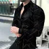 Man Top Shirt Autumn Blusa Casual Print Långärm Blusa Fashion Spring Autumn Blue Mens Cardigan Hawaiian Shirts Button Up Blus