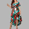 Casual Dresses Boho Dress 2023 Fashion Women's Floral Print Long Ladies V-ringen Sexig Me.Sh Short Sleeve Loose Maxi Plus SizeCasual