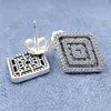 Ligne géométrique étincelante Boucles d'oreilles pour Pandora Bijoux de mariage en argent sterling 925 pour femmes CZ Diamond Girlfriend Boucles d'oreilles de concepteur de cadeau avec boîte d'origine