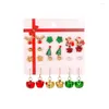 Stud Earrings Christmas 12 Pairs Set Crystal Pearl Santa Claus Bell Tree For Women Earing Jewelry 1Z40C1