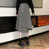 التنانير غير متناظرة houndstooth midi خريف الشتاء منتصف الطول الطول الصوف صوف عالية المظلة الخصر الطويل rxhbsq728